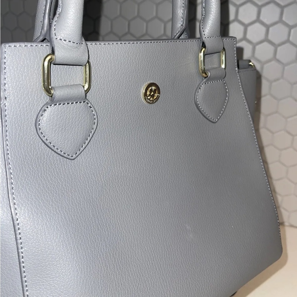 Ora Delphine Gray Leather Satchel Purse - Picture 3 of 6